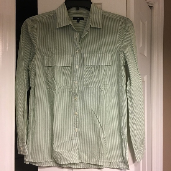 Green and white striped button-down - Picture 5 of 9